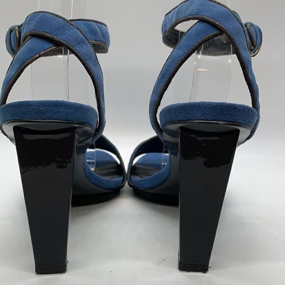 Diane Von Furstenberg blue Suede heel ankle strap sandals - Picture 3 of 11
